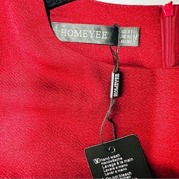 NWT Homeyee Women’s Maroon Half Sleeve Flowy Dress Sz Med. with Zippered Closure - Picture 5 of 6